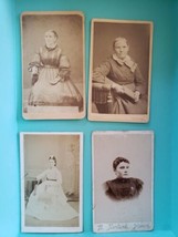 1800’s CDV Cabinet Cards Women In  Bell dresses Civil War Era Elmwood Illinois  - £21.32 GBP