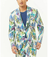 Tallia Men&#39;s Cotton Blend Tropical Slim Fit Blazer in Blue Cream-XL 44-46 - $82.15 CAD
