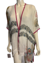 NWT Citron Hot Pink &amp; Ivory Sheer Silk Wrap One Size - $619.59 MXN