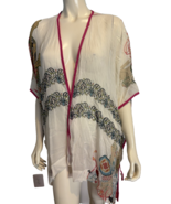 NWT Citron Hot Pink &amp; Ivory Sheer Silk Wrap One Size - $621.38 MXN