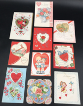 10 Diff VTG Valentine Greeting Cards 1940s-1950s Hearts Guitar Roses Flowers - £14.31 GBP