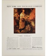 1936 Print Ad New York Life Insurance Blacksmith at Forge 1800&#39;s? New Yo... - £18.26 GBP