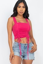 Women&#39;s Adjustable Front Ruched With String Square Neck Crop Tops - $181.97 MXN