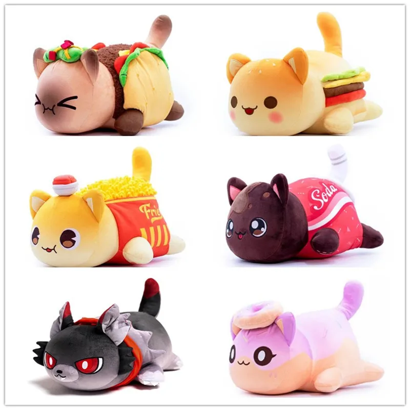 Play Meows Aphmau Plush Toy Coke French Fries Burgers Bread Sandwiches Food Cat  - £34.36 GBP