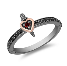 Enchanted Disney Villains Evil Queen Heart Engagement Ring Wedding Silver Ring - £59.43 GBP