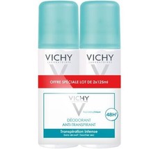 Vichy Deodorant Antiperspirant 2 X 125ml Spray Aero 48h Dry Touch Intense Perspi - £33.51 GBP