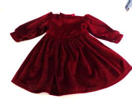 Vintage 1940&#39;s Burgundy Red Velvet Dress for Medium  Size Doll - $28.99