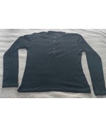 John Varvatos  Men&#39;s Black Henley Thermal Waffle Knit 100% Cotton Size M... - $65.93 CAD