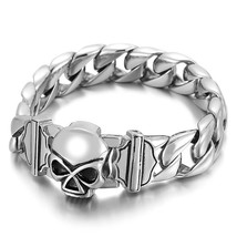 Men Skull Polished Stainless Steel Jewelry Carving Shiny Design Fashion Darkness - £27.93 GBP