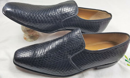 Mens Black Cobra Snake Leather Shoes Derby Classic Pattern Design Size US 09-10 - £477.42 GBP