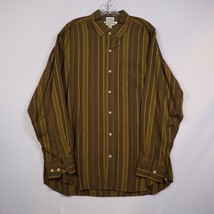 Tommy Bahama Shirt Mens Xlarge Brown Striped 100% silk Long sleeve Button Down  - £19.82 GBP