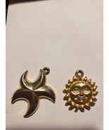 Gold Tone Moon and Star Necklace Pendants  - $190.36 MXN