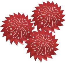 Set of 3 Same Thin Vinyl Placemats (15&quot;x15&quot;) PATRIOTIC RED FIREWORKS W/S... - £10.11 GBP