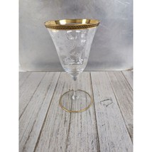 Vintage Tiffin Franciscan Etched Wine Glasses Set Of 1 Bouquet Gold Trim Goblet - £27.49 GBP