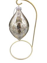 LARGE Vintage Look Distressed Mercury Glass 5” Silver Tear drop Style Ornament - £11.89 GBP