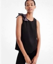 J Crew Bow Tank H3755 Women Black Drapey Top Crepe Sequin Bow Shoulder N... - $473.08 MXN