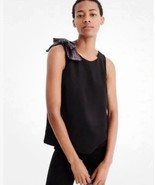 J Crew Bow Tank H3755 Women Black Drapey Top Crepe Sequin Bow Shoulder N... - $469.67 MXN