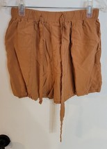 Womens S Easel Camel Brown Drawstring Waist Comfy Shorts - £8.60 GBP