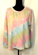 EN CREME T-SHIRT WOMAN SIZE MEDIUM PINK, BLUE &amp; WHITE TIE DYE LONG SLEEV... - $9.24