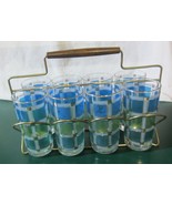 Vintage Libbey Geometric Glasses with metal carrier - $1,054.50