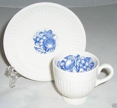 WEDGWOOD WENTWORTH BLUE DEMITASSE MINI CUP SAUCER ENGLAND FLORAL RARE - £20.88 GBP