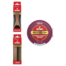 Kiwi Cordovan Shoe Polish 1.125 oz + Shine Brush + Polish Applicator Bru... - $27.43