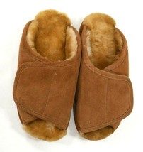 LAMO Chestnut Brown Suede Open Toe Wrap Slippers Women&#39;s Size Large New - £36.63 GBP