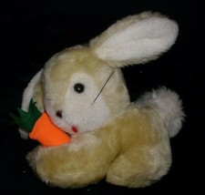 10&quot; Vintage 1980 Mty Intl Baby Bunny Rabbit Tan Carrot Stuffed Animal Plush Toy - £18.59 GBP
