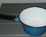 Vintage Blue Black Enamel Enamelware Steel Poland Small Sauce Pot 14 Spout - £8.01 GBP