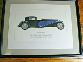 Vintage Framed Bugatti Royale Type 41, Art Print Hans Muth German Text, ... - £47.48 GBP