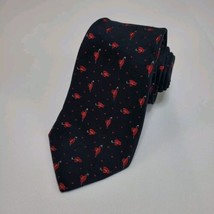 VTG Shanghai Silk Research Institute Silk Tie Jacquard Necktie Black And Red Hat - £13.29 GBP
