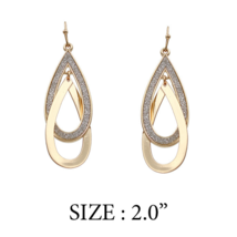 Sand Textured Double Teardrop Dangle Drop Earrings Gold - $12.29