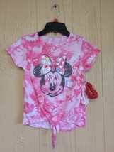 Disney Minnie Mouse Pink Tie Dye Shirt with Hair Ties sz Medium (7/8) - £12.87 GBP
