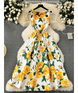 Summer Fashion Sleeveless Pocket Floral Jacquard Dress - $64.95