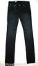 New $255 Womens Designer AG Jeans Premiere Skinny Straight Black 25 Slashed Dark - £201.06 GBP