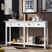 Merax Narrow Console Sofa Table Sideboard With Drawers And Long, Ivory White - £280.59 GBP