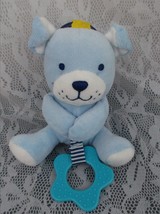 Carters Child Of Mine Blue Puppy Dog Baby Teether Link Rattle Plush Stuf... - $11.77