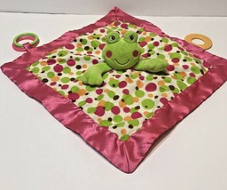 Mary Meyer Bubbles Frog Activity Blanket Pink Green Baby Lovey Security - £9.46 GBP