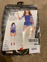 Music Legs Killer Doll  Chucky Costume Halloween Fancy Dress Sz Med/Lg - £43.92 GBP
