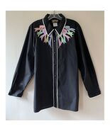 Bob Mackie Sz L Wearable Art Shirt Womens Black Embroidered Western Butt... - $509.73 MXN