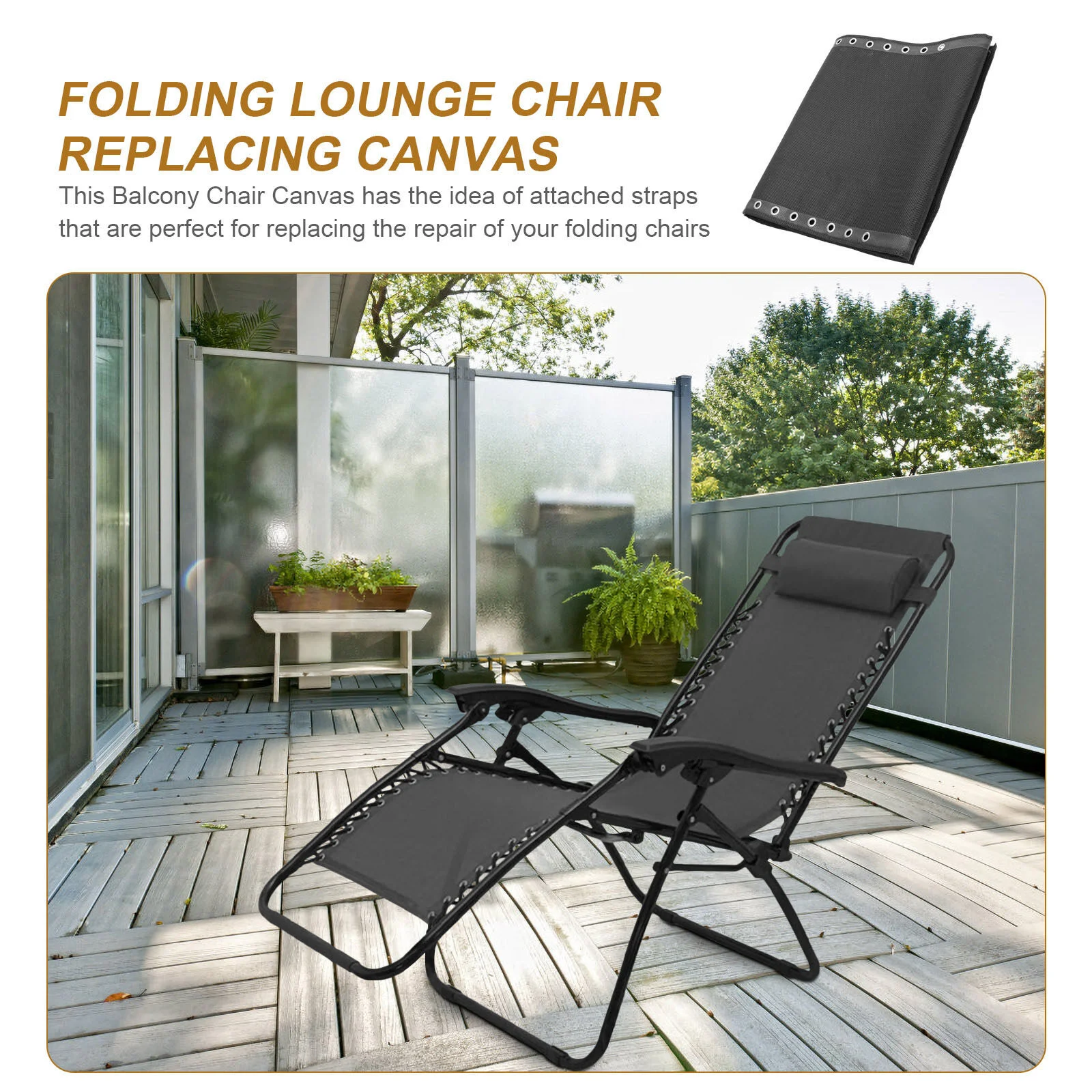 Recliner Replacement Canvas Useful Chair Portable Folding Beach Grid Camping - £21.58 GBP+