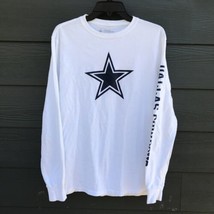 Dallas Cowboys Authentic Men's T Shirt Logo Long Sleeve Shirt Size M White Blue - $18.76