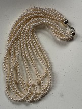 Vintage Multistrand Lightweight Faux Cream Pearl Bead Necklace – 22 inches in - £10.37 GBP
