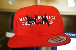 Black Lives Matter BLM Graffiti Tagged Over MAGA Trump Embroidered Snapback Hat - $34.95