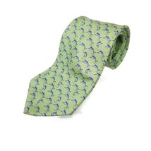 Tommy Hilfiger Mens Mint Green Blue Marlin Printed Silk Neck Tie - £19.00 GBP