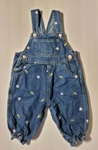 Baby 6-9 Months Girls Pink Hearts &amp; Rose Buds Denim Blue Jean Overalls Adorable! - £19.69 GBP