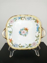 Hand Painted Nippon 2 Handle Candy Dish Pink Flowers Imported by Morimura Bros. - £17.45 GBP