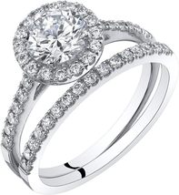 2 Ct Round Cut Diamond Women&#39;s Bridal Set Wedding Ring 14k White Gold Finish - £127.88 GBP