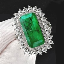 5Ct Good Baguette Cut Natural Green Emerald Gemstone 14K White Gold Plated Ring - £104.04 GBP