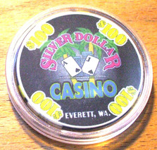 (1) $100. Silver Dollar Casino Chip - Everett, Washington - 2005 - £22.71 GBP